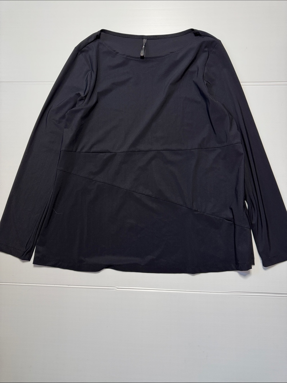 PORTO Women’s Black Long-Sleeve Asymmetric Panel Slit Pockets Tunic Top LG/4